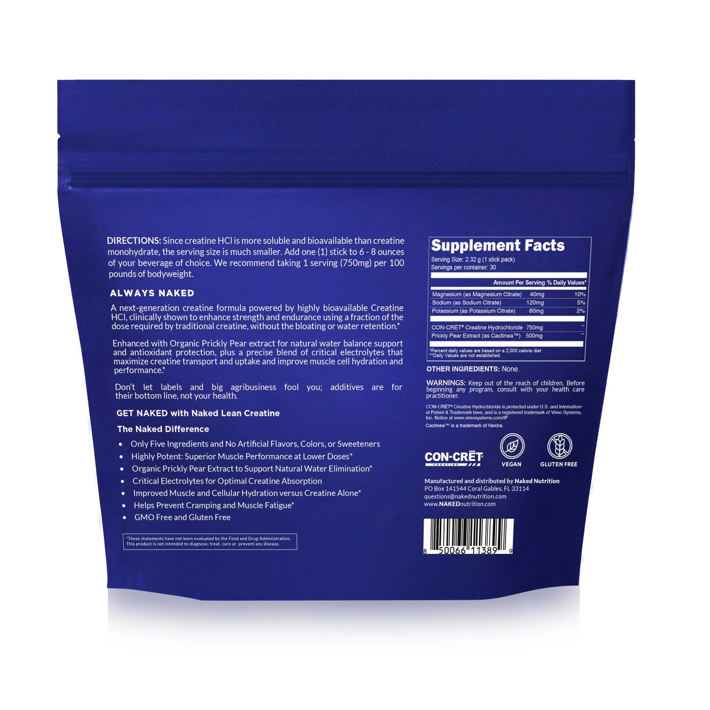 Creatine HCl Travel Packets - Stick Packs | Daily Muscle Power Supplement