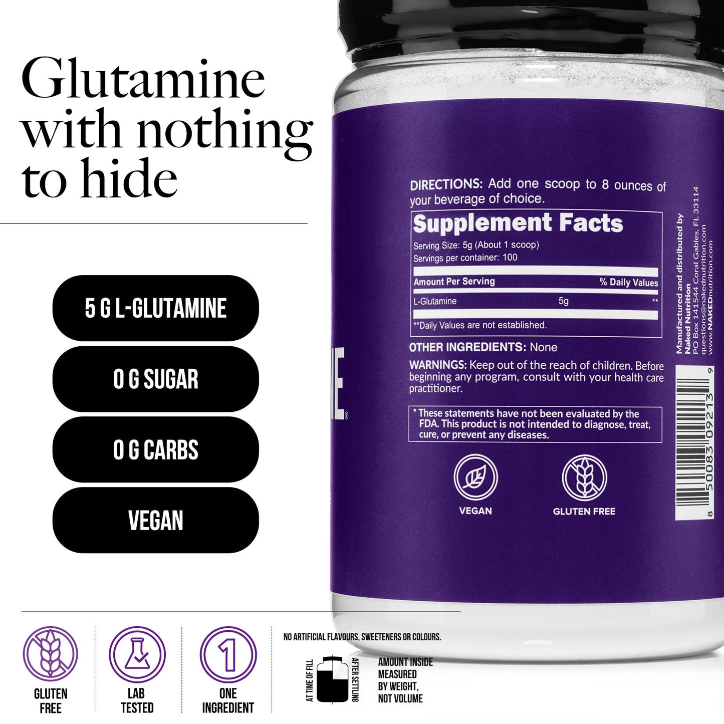 Glutamine Powder - 1.1LB | Simple Shake Ready Formula