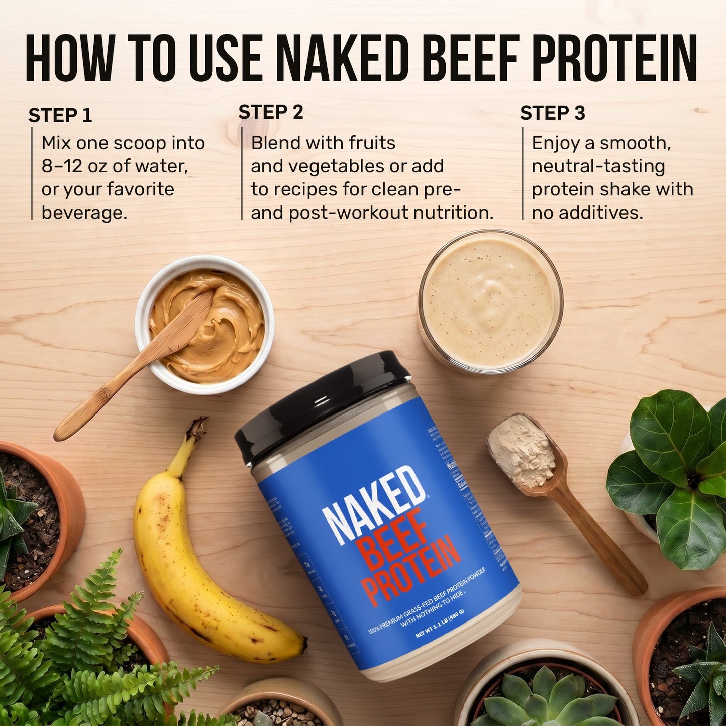 Beef Protein Powder - Unflavored | Simple Shake Ready Formula