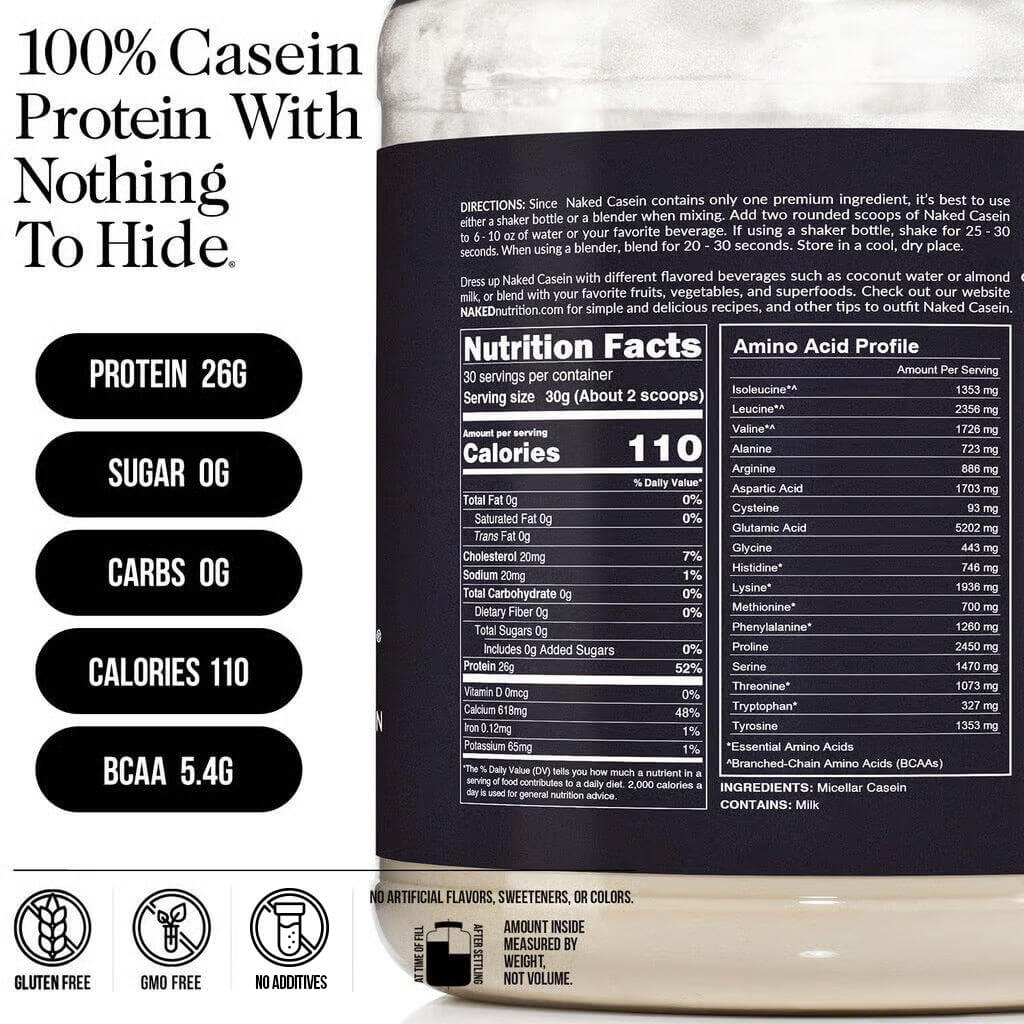 Micellar Casein Protein Powder - Unflavored | Overnight Muscle Recovery Support