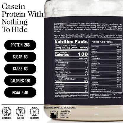 Vanilla Casein Protein Powder - Vanilla | Overnight Muscle Recovery Support