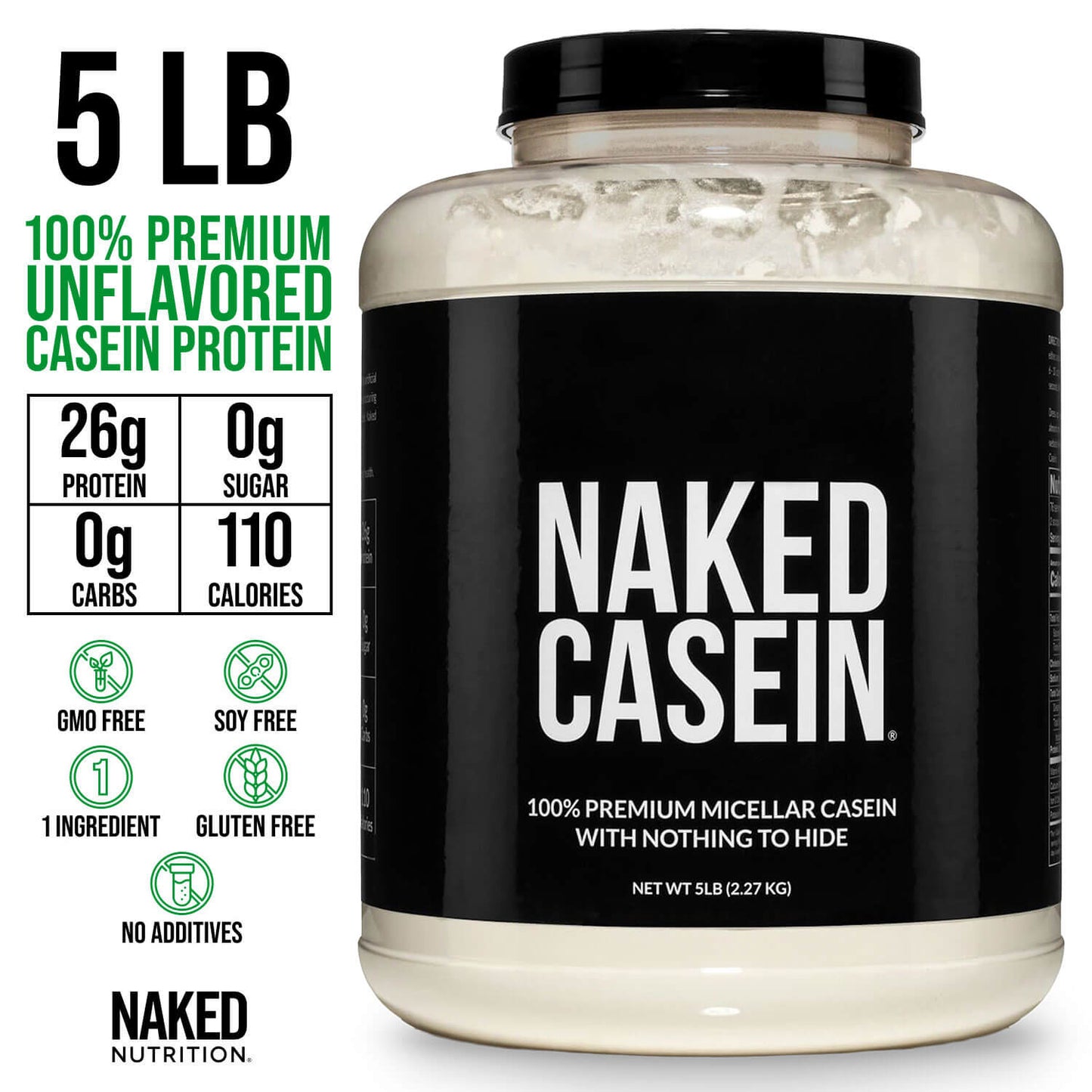 Micellar Casein Protein Powder - Unflavored | Overnight Muscle Recovery Support