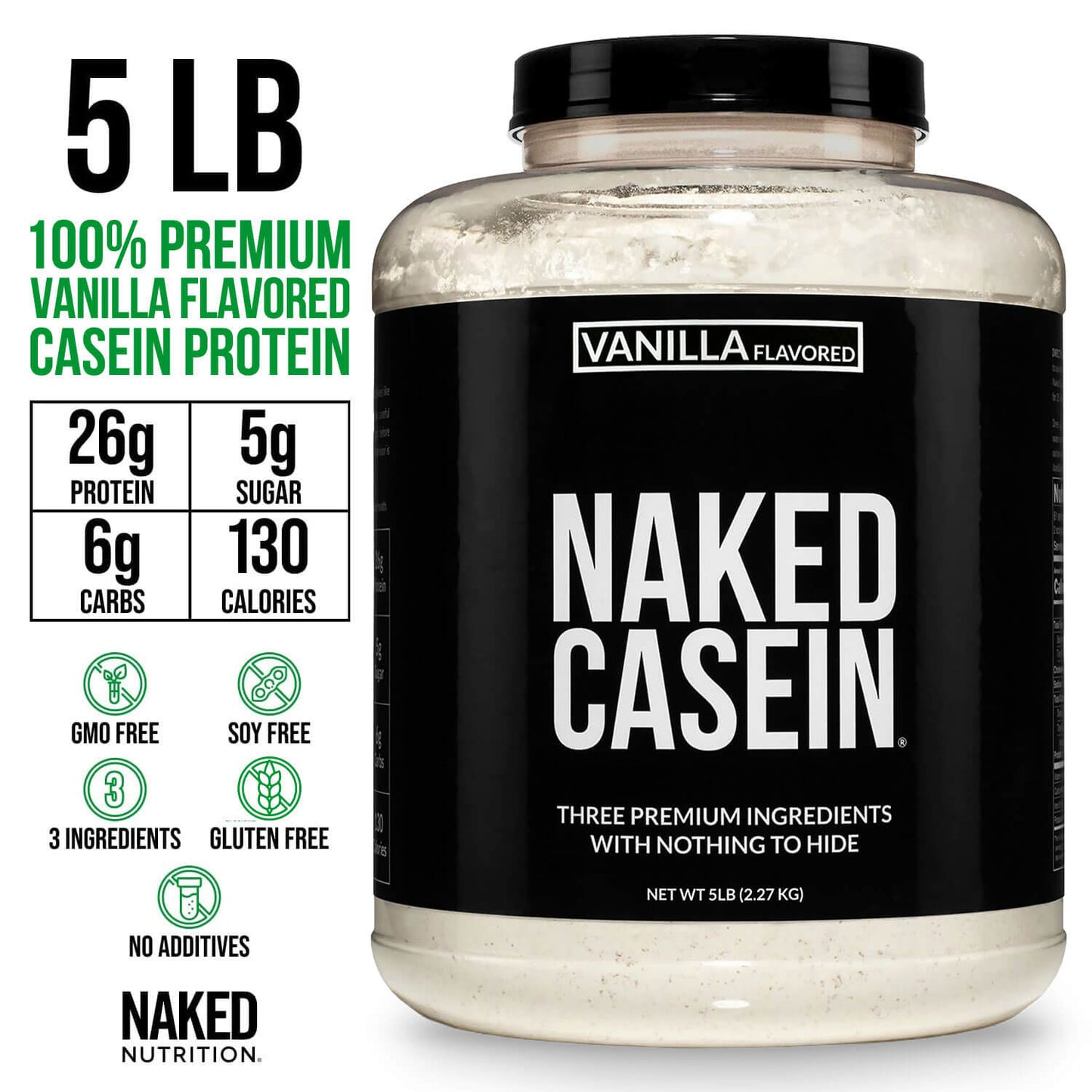 Vanilla Casein Protein Powder - Vanilla | Overnight Muscle Recovery Support
