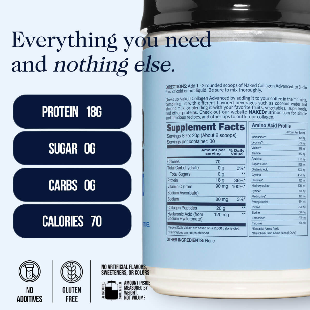 Collagen Peptides with Hyaluronic Acid - Advanced Collagen Peptides | Daily Beauty And Wellness Protein