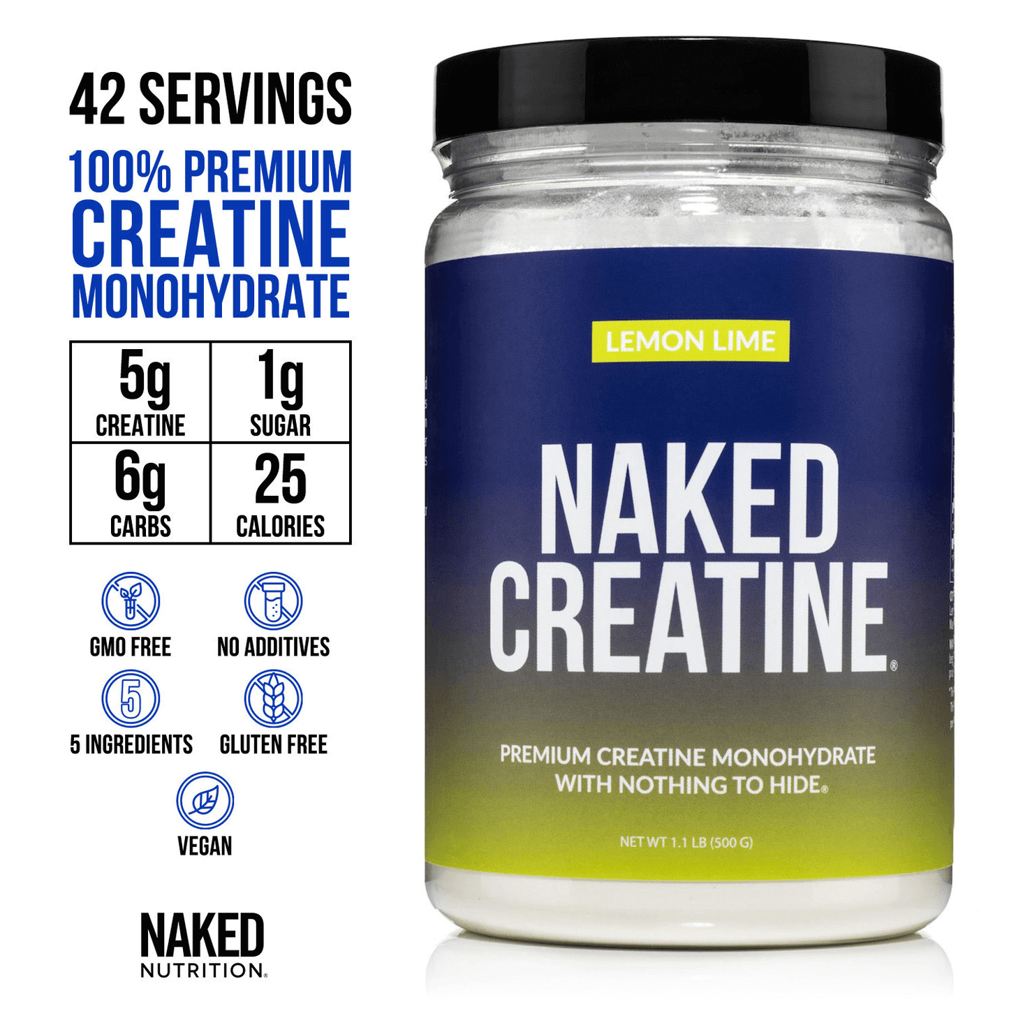 Lemon Lime Creatine Monohydrate Powder - Lemon Lime | Daily Muscle Power Supplement