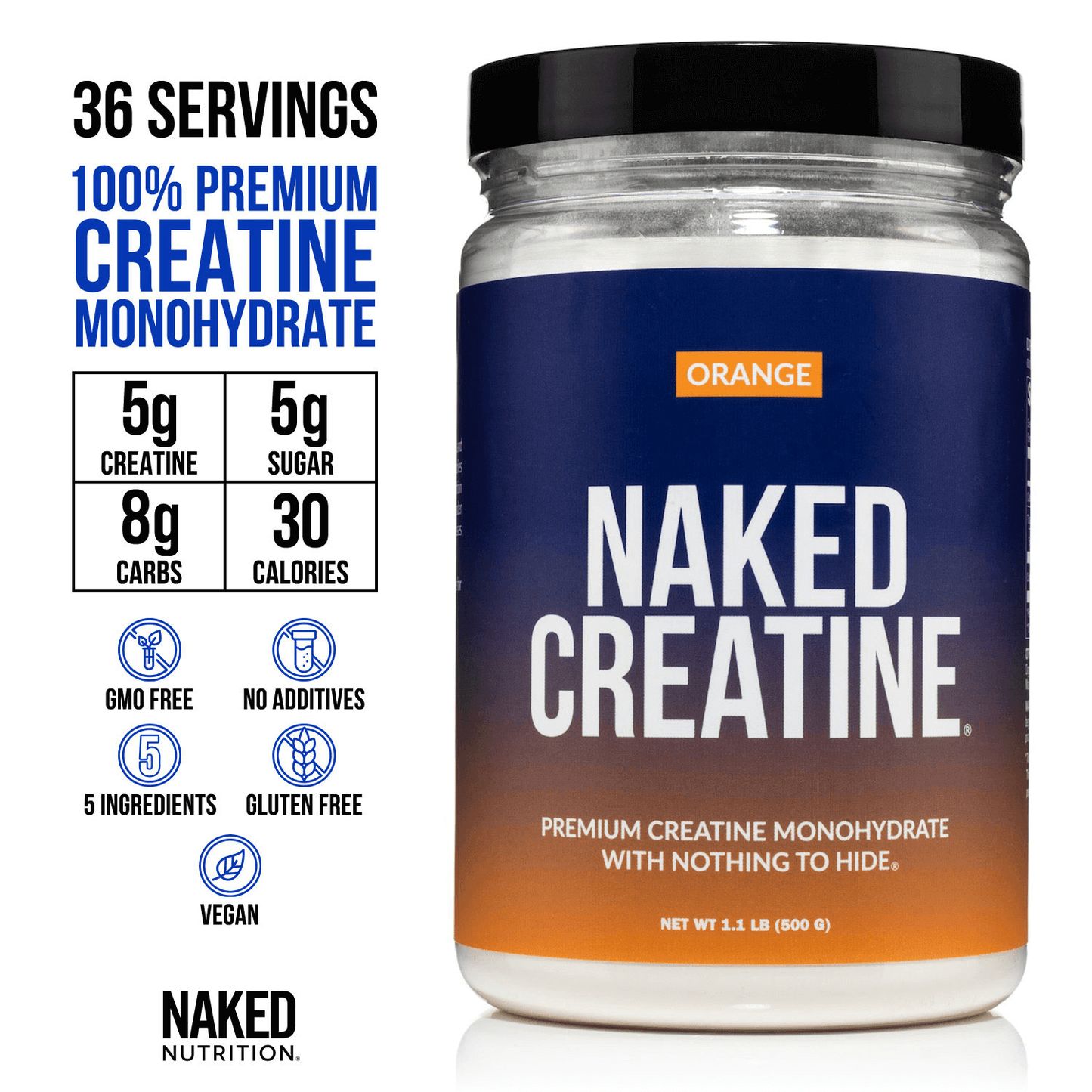 Orange Creatine Monohydrate Powder - Orange | Daily Muscle Power Supplement