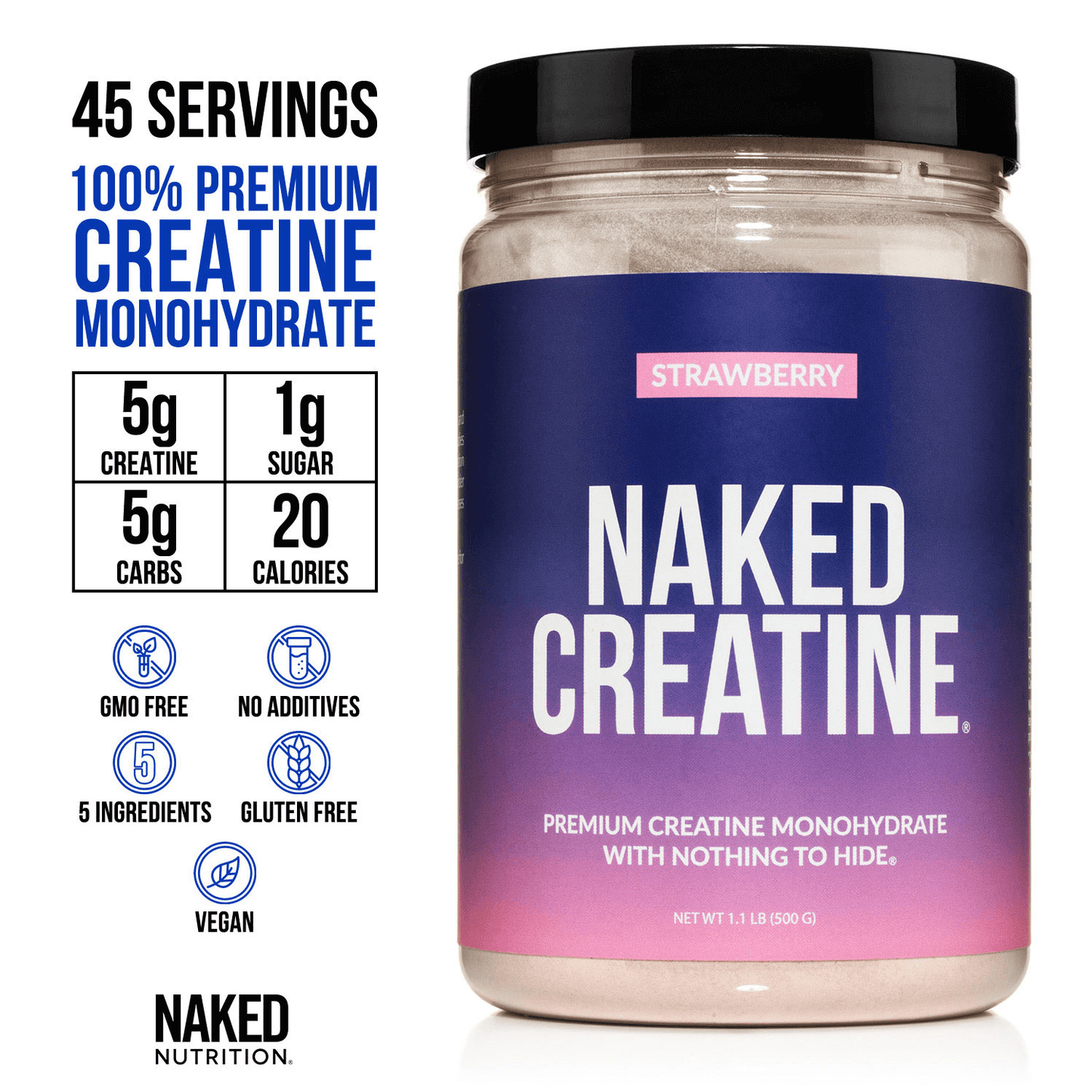 Strawberry Creatine Monohydrate Powder - Strawberry | Daily Muscle Power Supplement