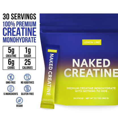 Lemon Lime Creatine Travel Packs - Lemon Lime Sticks | Daily Muscle Power Supplement