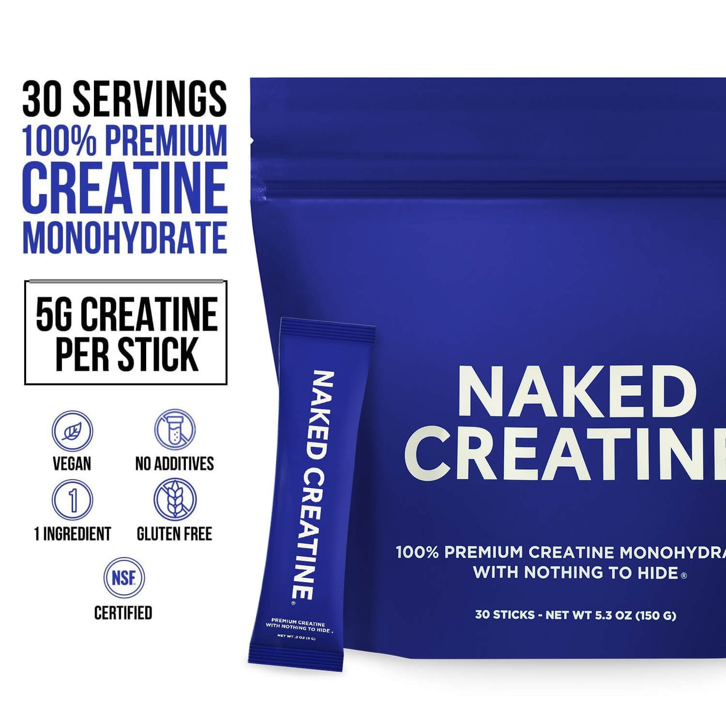Creatine Travel Packets - Unflavored Sticks | Daily Muscle Power Supplement