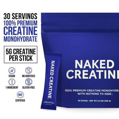 Creatine Travel Packets - Unflavored Sticks | Daily Muscle Power Supplement