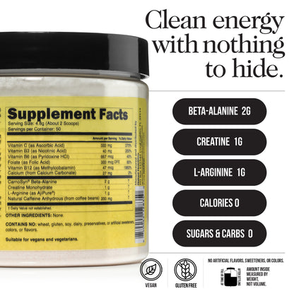 Pre Workout Supplement - Unflavored | Workout Focus And Energy Formula