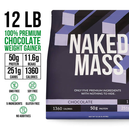 Chocolate Mass Gainer Protein Supplement - Chocolate 12LB | Clean Weight Gain Formula