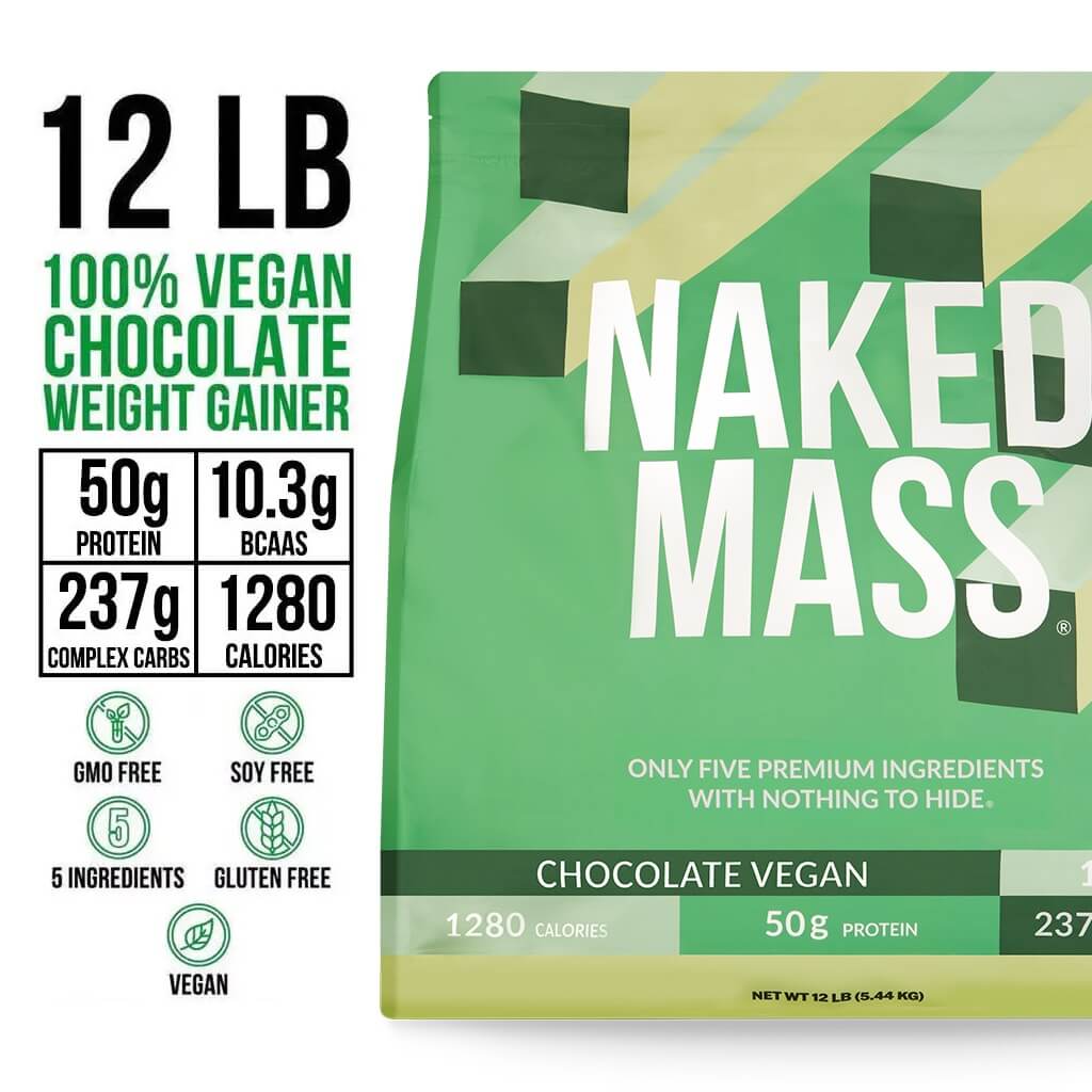 Chocolate Vegan Mass Gainer Supplement - Chocolate (Vegan) 12LB | Clean Weight Gain Formula