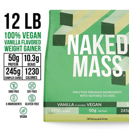 Vanilla Vegan Mass Gainer Supplement - Vanilla (Vegan) 12LB | Clean Weight Gain Formula