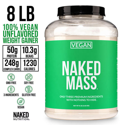 Vegan Mass Gainer Supplement - Unflavored (Vegan) | Clean Weight Gain Formula