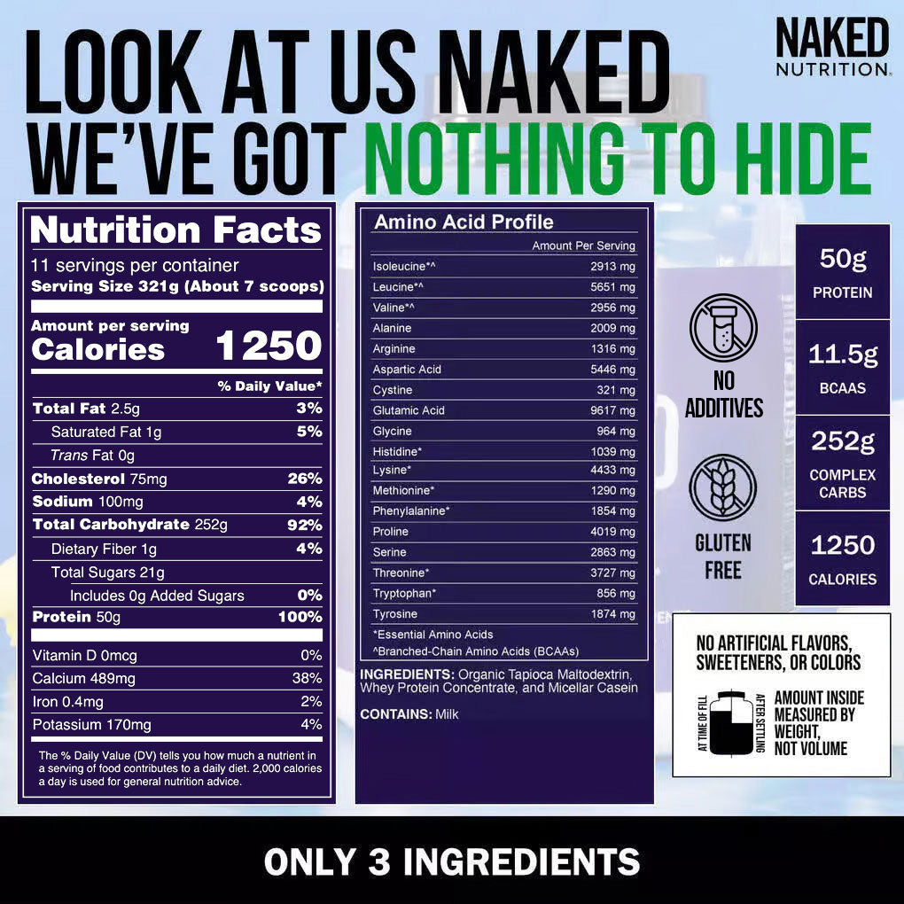 Mass Gainer Protein Supplement - Unflavored | Clean Weight Gain Formula