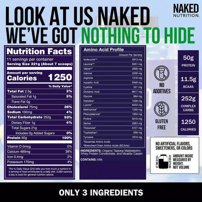 Mass Gainer Protein Supplement - Unflavored | Clean Weight Gain Formula