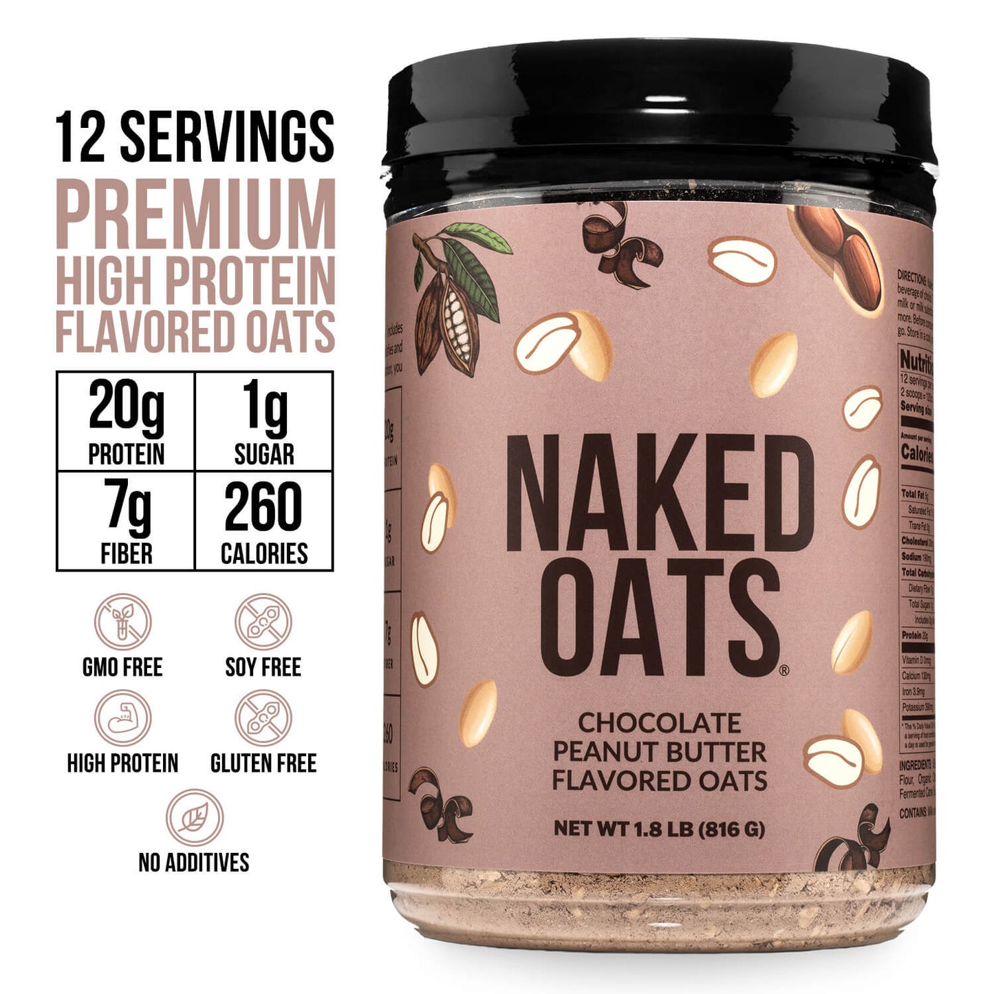 Chocolate Peanut Butter Protein Oats - Chocolate Peanut Butter | Simple Wellness Support
