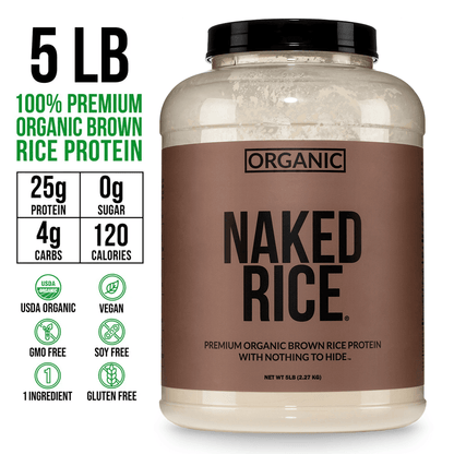 Organic Brown Rice Protein Powder - 5LB Unflavored | Clean Vegan Protein Support