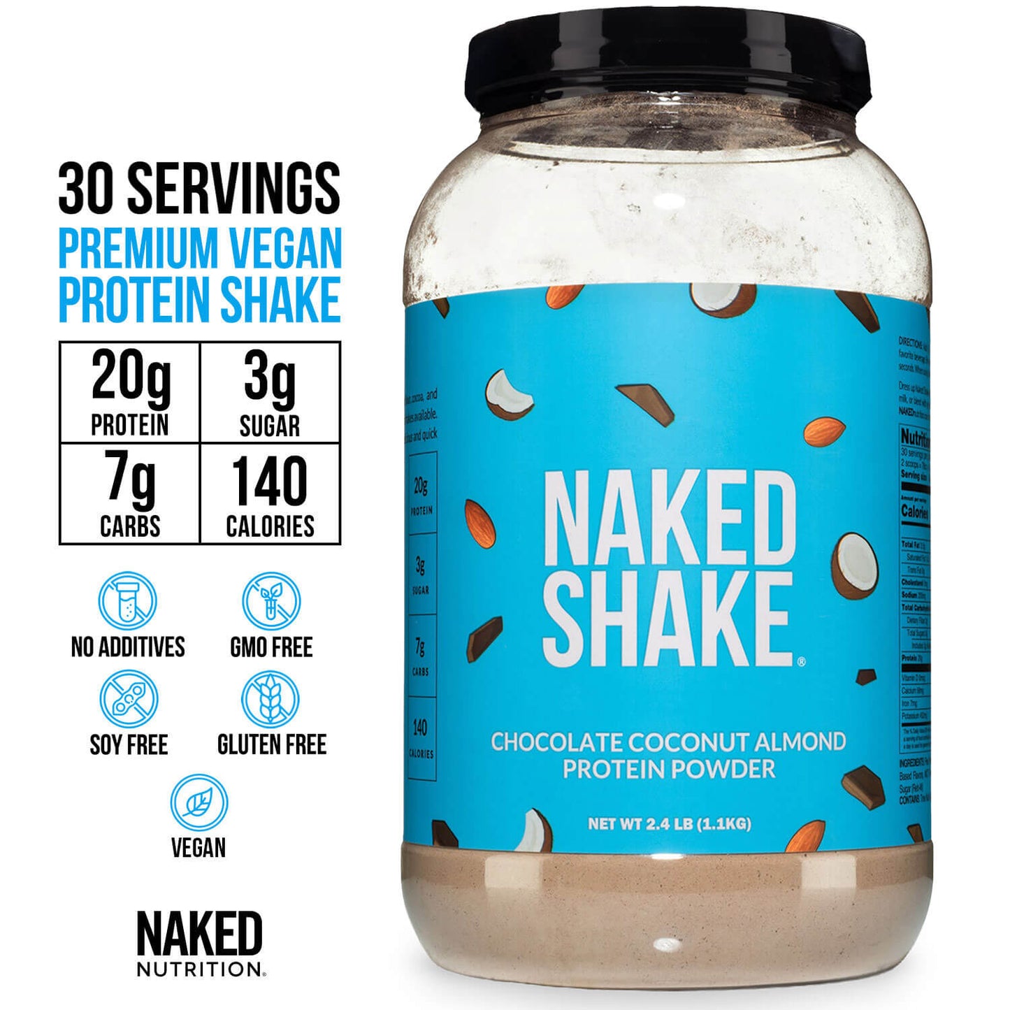 Chocolate Coconut Almond Protein Shake - Chocolate Coconut Almond | Clean Vegan Protein Support