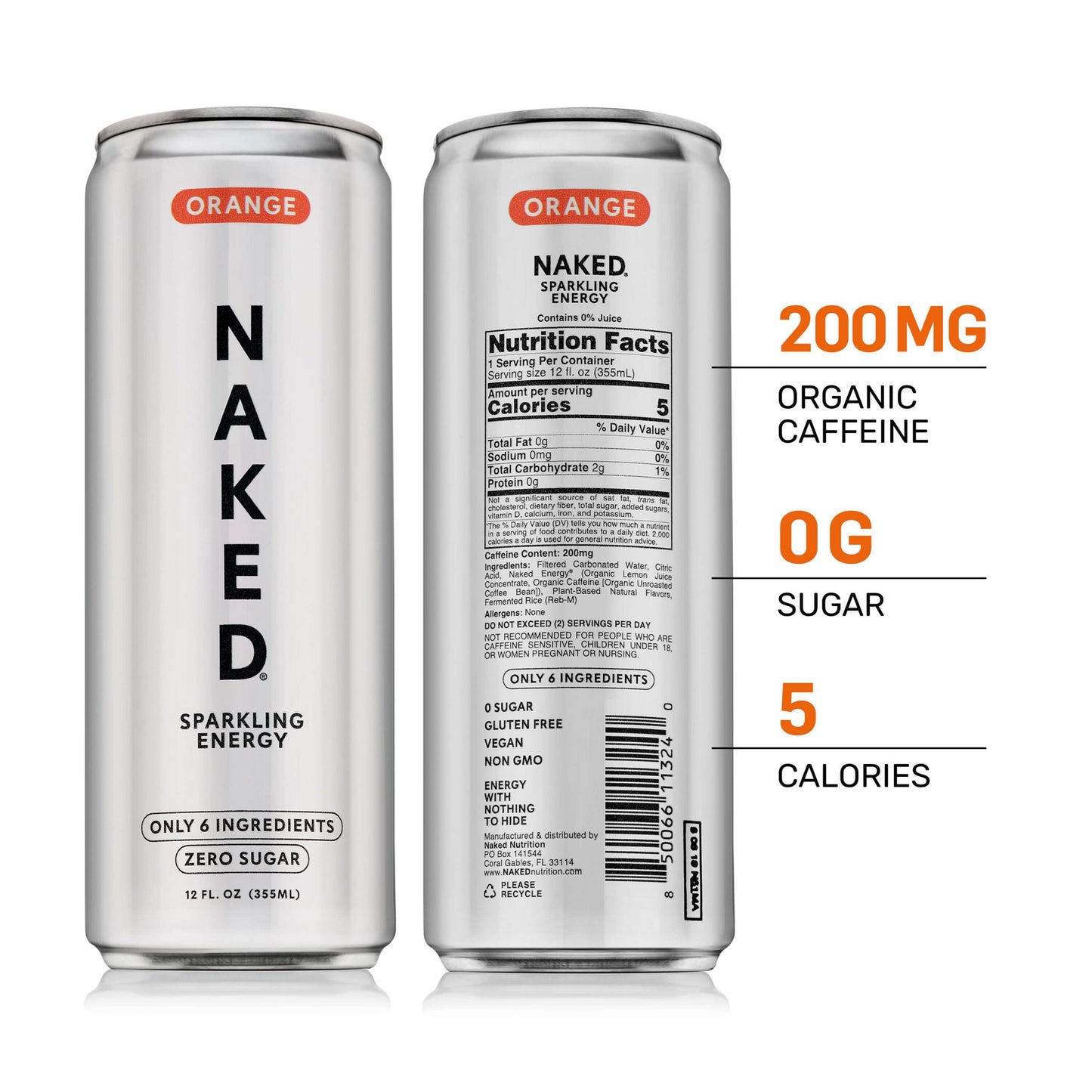 Orange Naked Sparkling Energy - Orange | Simple Wellness Support