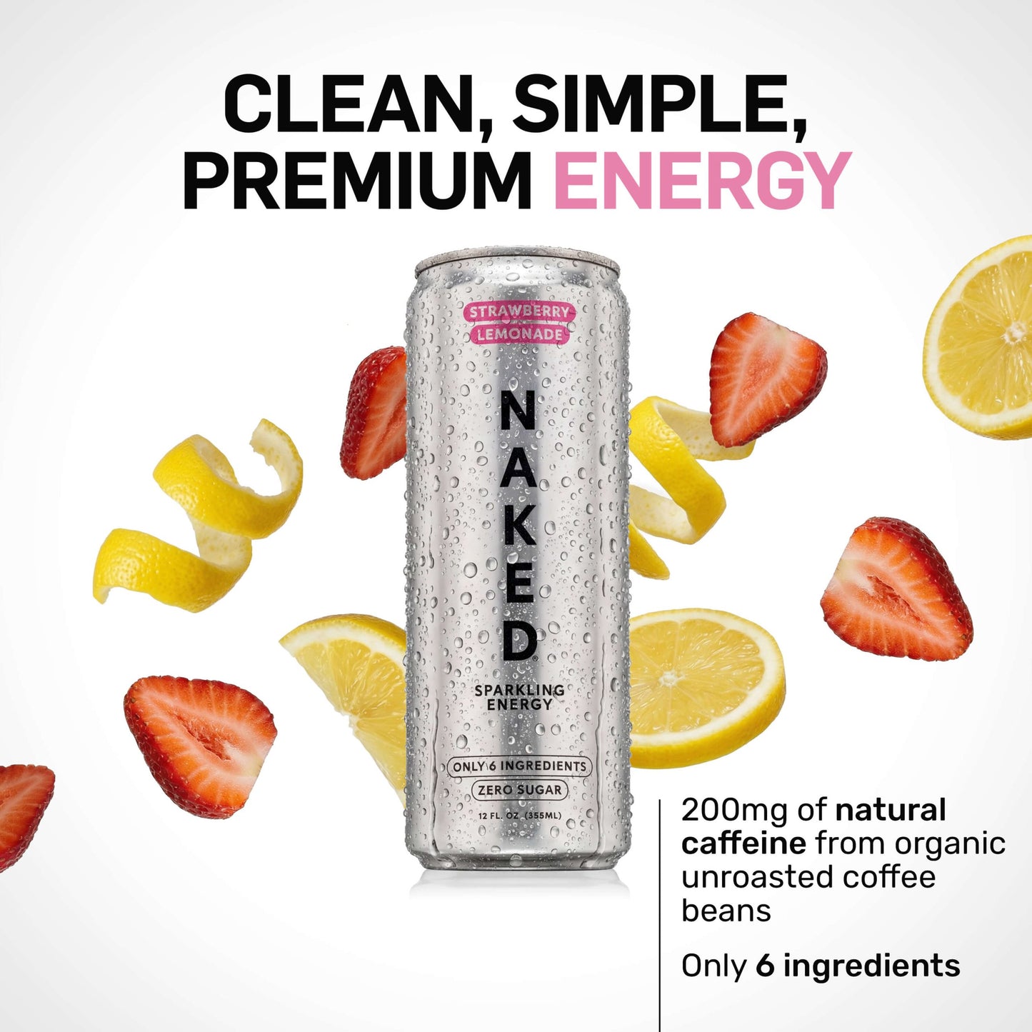 Strawberry Lemonade Naked Sparkling Energy - Strawberry Lemonade | Simple Wellness Support