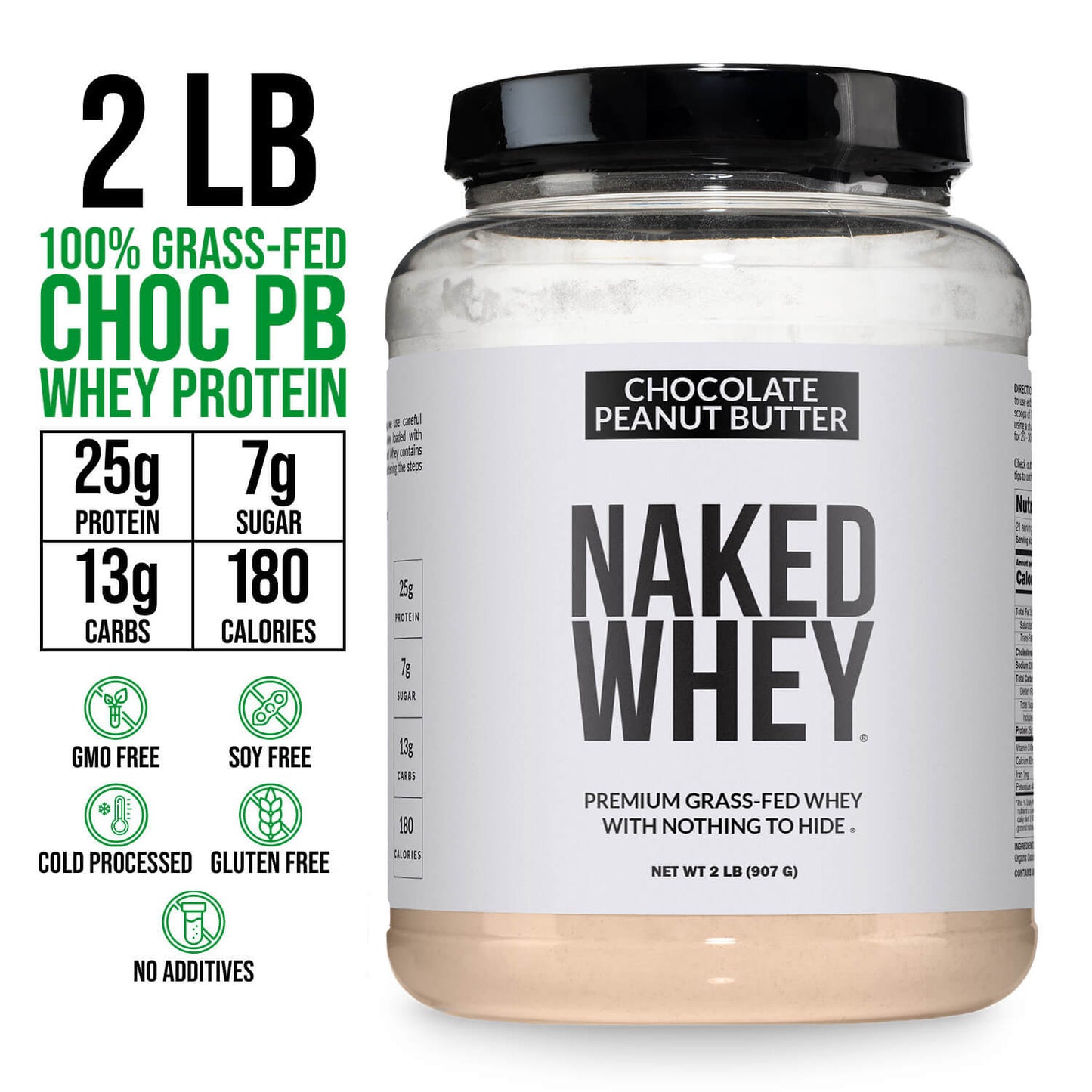 Chocolate Peanut Butter Whey Protein Powder 2LB - Chocolate PB | Simple Grass Fed Nutrition