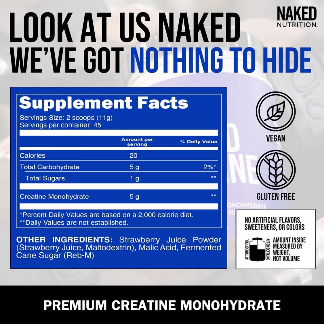Strawberry Creatine Monohydrate Powder - Strawberry | Daily Muscle Power Supplement