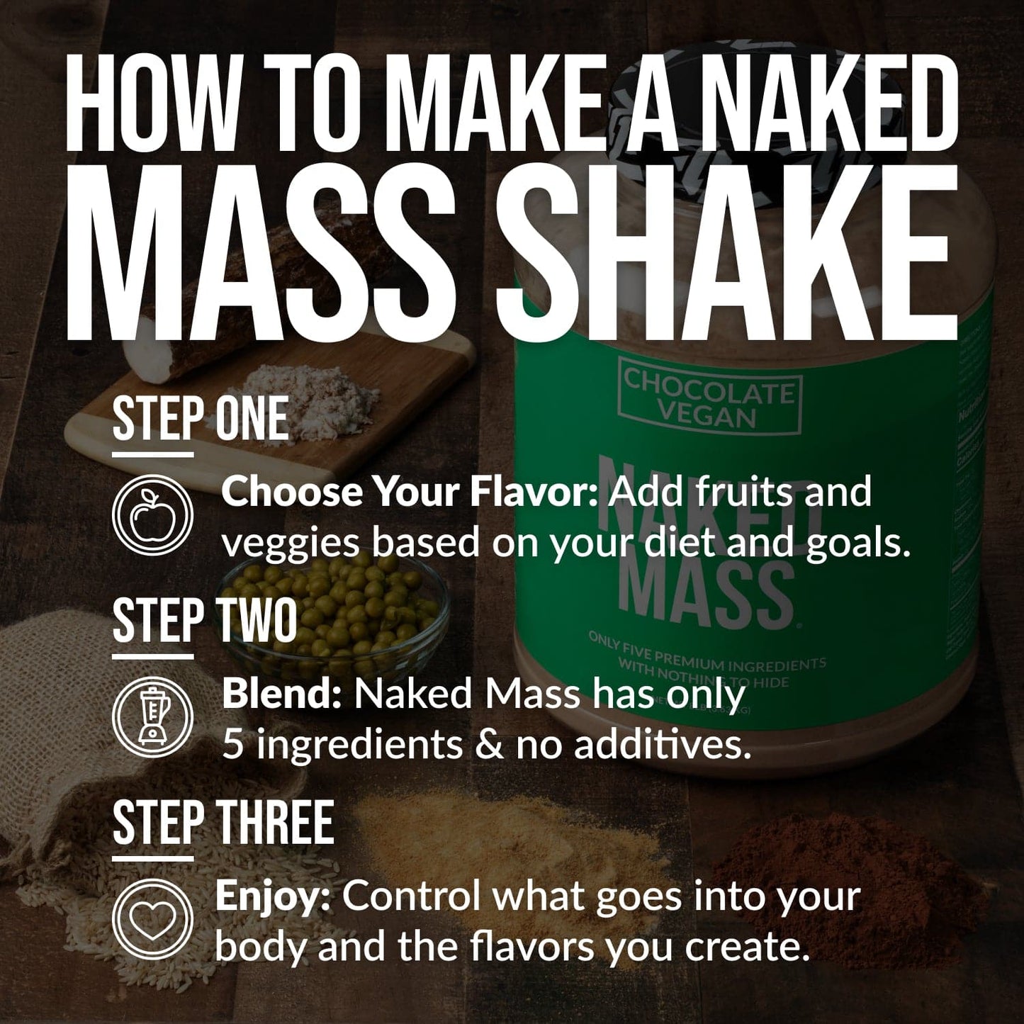 Chocolate Vegan Mass Gainer Supplement - Chocolate (Vegan) 12LB | Clean Weight Gain Formula