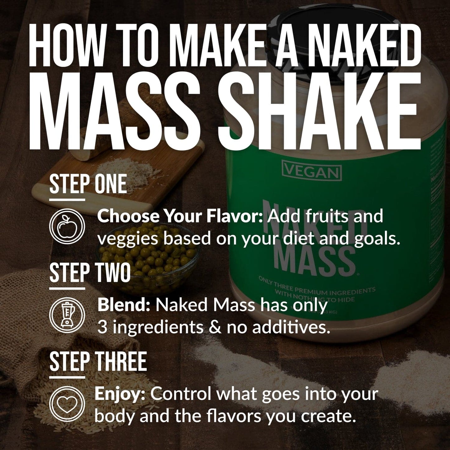 Vegan Mass Gainer Supplement - Unflavored (Vegan) 12LB | Clean Weight Gain Formula